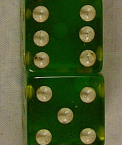 PAIR OF 12mm GREEN DICE Ref #D10