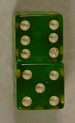 PAIR OF 12mm GREEN DICE Ref #D10