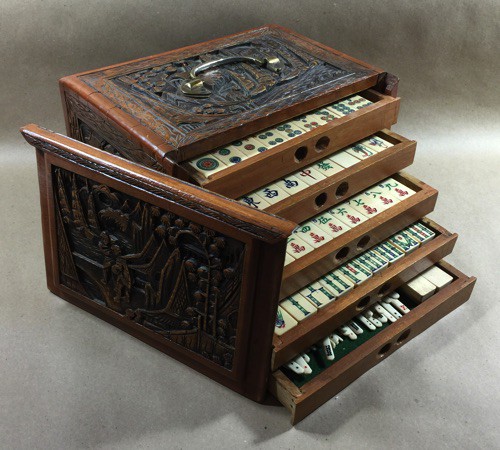 Bone/Bamboo CARVED CASE 152 tiles ref#311 - Image 6