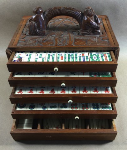 Bone/Bamboo CARVED CASE 148 tiles ref#313 - Image 3