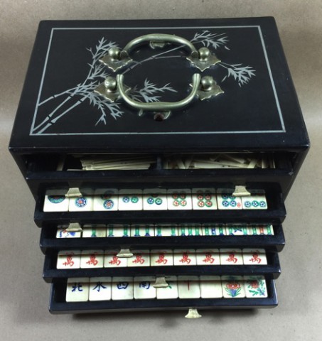 Bone/Bamboo LACQUER BOX 148 tiles ref#319 - Image 8