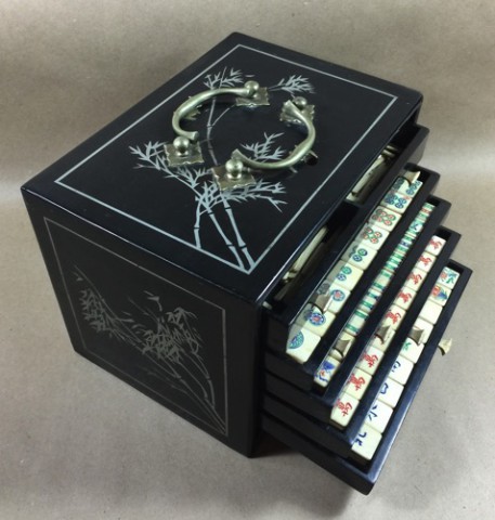 Bone/Bamboo LACQUER BOX 148 tiles ref#319 - Image 9