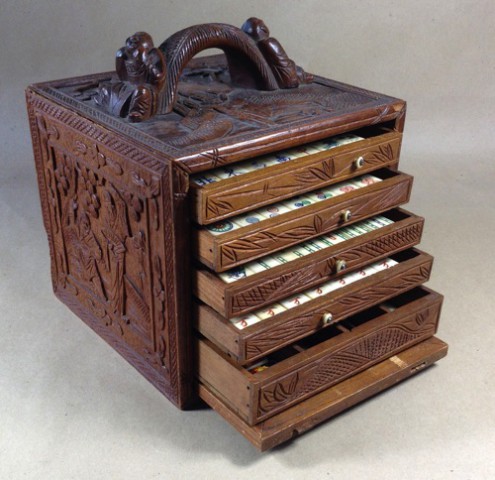 Bone/Bamboo CARVED CASE 152 tiles ref#496 - Image 18