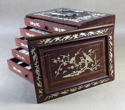 Bone/Bamboo INLAID CASE 152 tiles ref #508 - Image 20